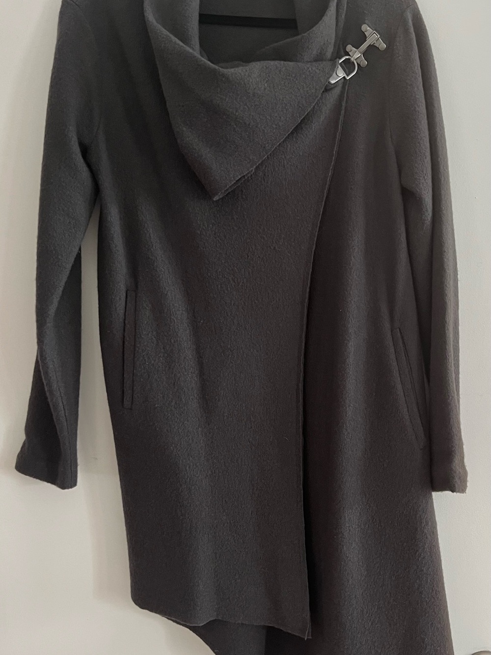 Garnet Hill Dark Charcoal Asymmetric Cost with Buckle